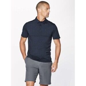 Men’s Lululemon Evolution Short Sleeve Polo Shirt Navy Blue Size XL